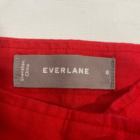 Everlane Red Linen Picnic Top Size 8 sustainable button front boxy breathable - Picture 4 of 8